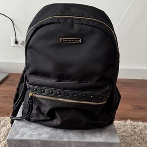 Tommy Hilfiger Black Backpack with Gold Accents